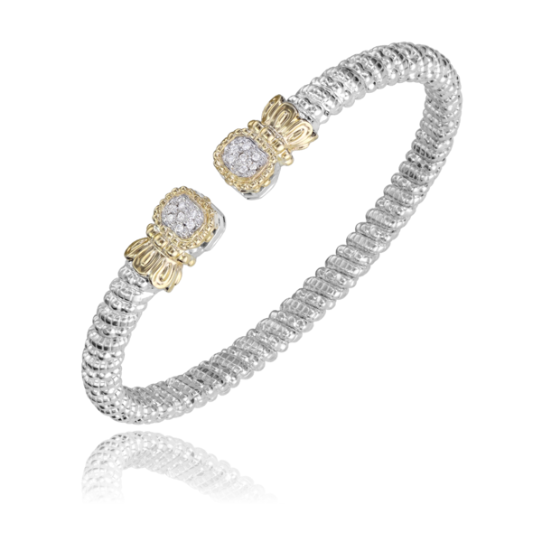 Vahan 14K Yellow Gold and Sterling Silver Diamond Cuff Bracelet Shannon Jewelers Spring, TX