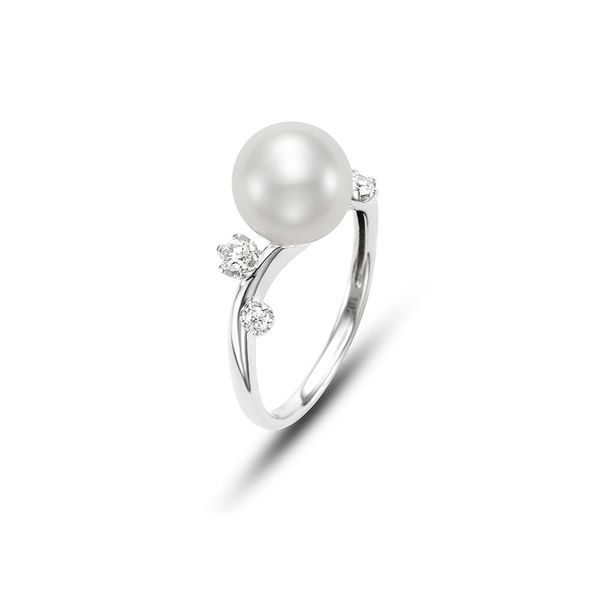 14K White Gold Asymmetrical Pearl and Diamond Ring  Shannon Jewelers Spring, TX
