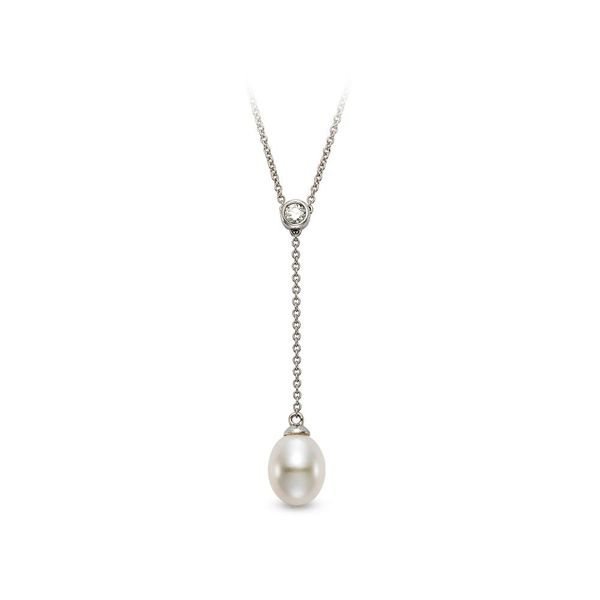 14k White Gold Freshwater Pearl Lariat Necklace Shannon Jewelers Spring, TX