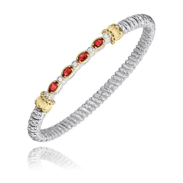 Vahan 14K Yellow Gold and Sterling Silver Ruby and Diamond Bangle Bracelet Shannon Jewelers Spring, TX