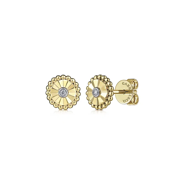 Gabriel & Co. Diamond Cut - 14K White And Yellow Gold Diamond Stud Earrings Shannon Jewelers Spring, TX