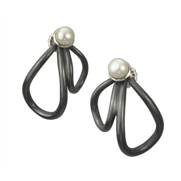  Large Patina & White Pearl Double Petal Earrings Spicer Merrifield Saint John, 
