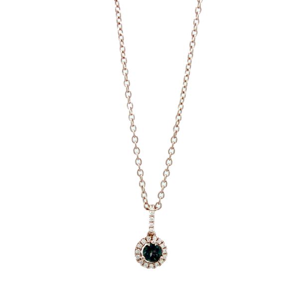 14k White Gold Montana Sapphire Necklace with Diamond Halo Spicer Merrifield Saint John, 
