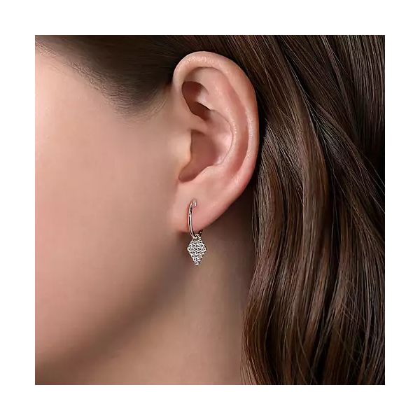 14K White Gold Kite Shaped Diamond Drop Earrings Image 2 SVS Fine Jewelry Oceanside, NY