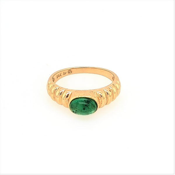 14Kt Yellow Gold Oval Cabochon Emerald Ring Swede's Jewelers East Windsor, CT