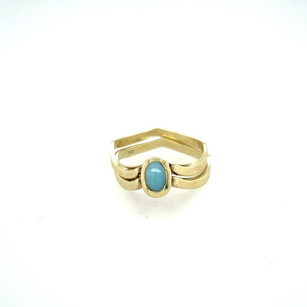 14kt Yellow Gold Turquoise & Onyx Flip Ring Image 2 Swede's Jewelers East Windsor, CT