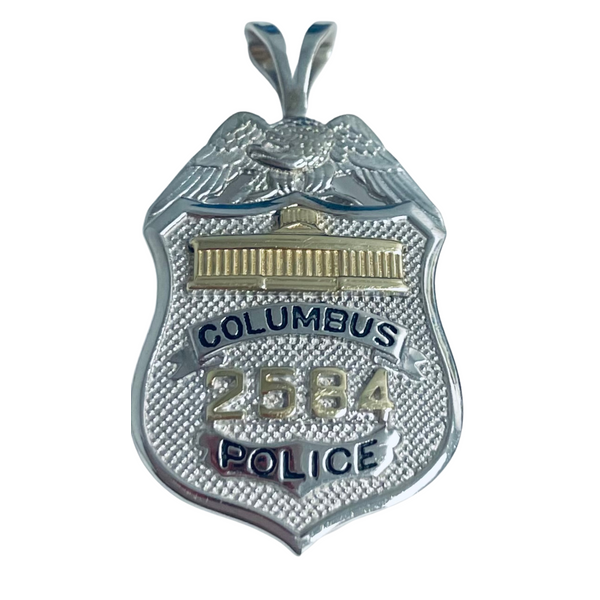 Sterling Silver Two Tone Columbus Police Badge Pendant The Hills Jewelry LLC Worthington, OH