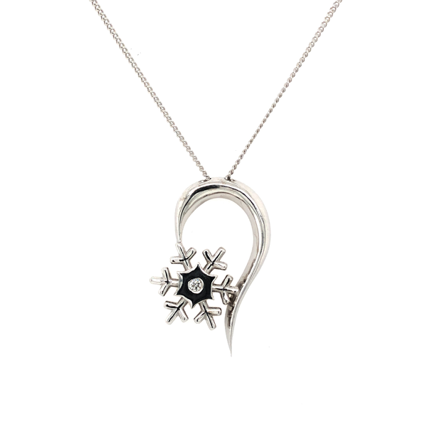 *Sterling Silver Snowflake Heart Pendant with Diamond The Hunt House Fine and Custom Jewellery Huntsville, ON