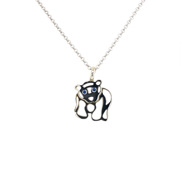 *Sterling Silver Bear Pendant with Blue Eyes The Hunt House Fine and Custom Jewellery Huntsville, ON