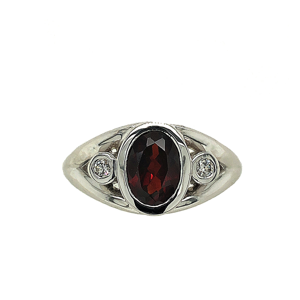 STERLING SILVER GARNET AND DIAMOND RING The Hunt House Fine and Custom Jewellery Huntsville, ON