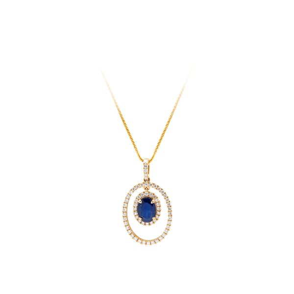 14 KARAT YELLOW GOLD DIAMOND AND SAPPHIRE PENDANT Image 2 The Hunt House Fine and Custom Jewellery Huntsville, ON