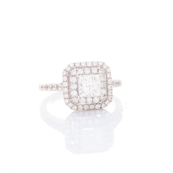 Princess Cut Diamond Estate Engagement Ring Front