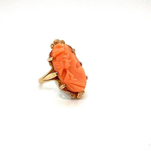 Hand-Carved Coral Cameo Ring Image 2 Toner Jewelers Overland Park, KS