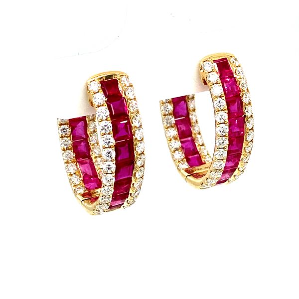 Ruby Hoop Earrings with Diamonds Toner Jewelers Overland Park, KS