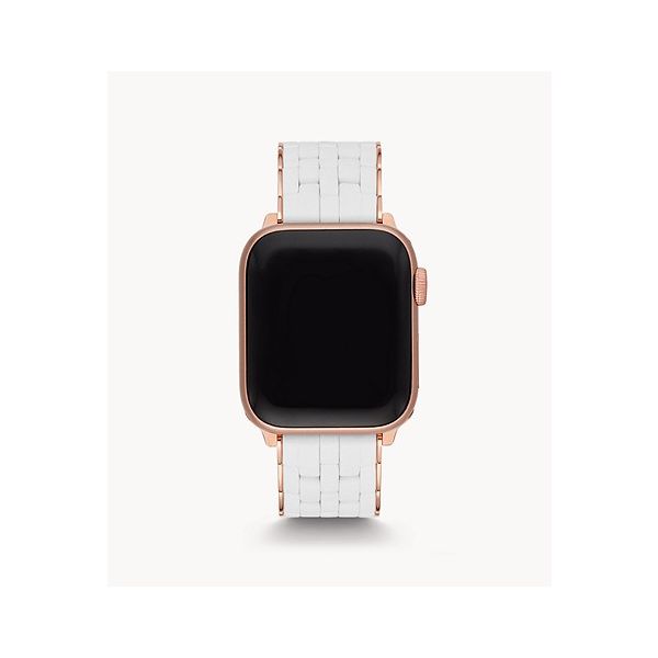 Rose Tone/White Silicon Michele Apple Watch Strap Kiefer Jewelers Lutz, FL