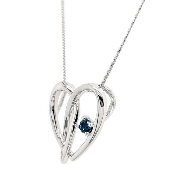 Blue Diamond Heart Necklace Image 2 Vandenbergs Fine Jewellery Winnipeg, MB