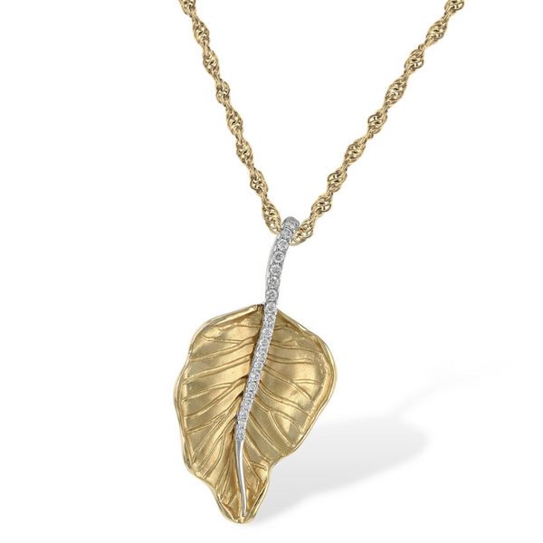 Diamond on sale leaf necklace