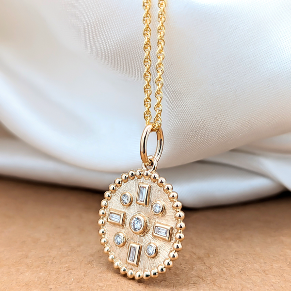 14K Gold Diamond Medallion Necklace Image 2 Vandenbergs Fine Jewellery Winnipeg, MB