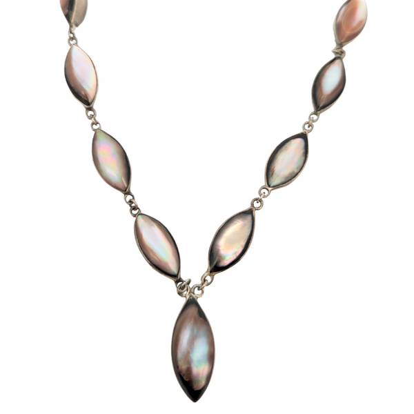 Beautiful Vintage Mother of Pearl Necklace with Salmon Pink Coloured S –  1940s Style For You