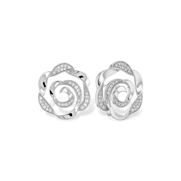 14K White Gold Diamond Rose Earrings Vandenbergs Fine Jewellery Winnipeg, MB