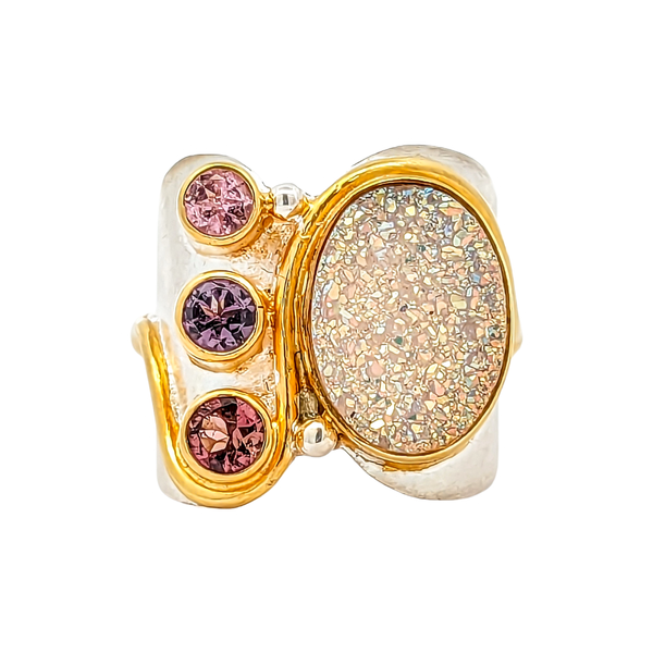 Druzy & Pink Tourmaline Ring Vandenbergs Fine Jewellery Winnipeg, MB