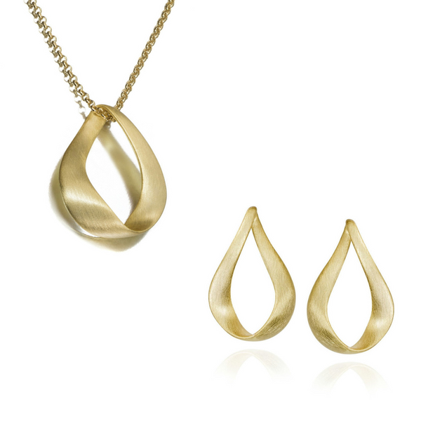 Gold Brushed Necklace & Earrings Vandenbergs Fine Jewellery Winnipeg, MB