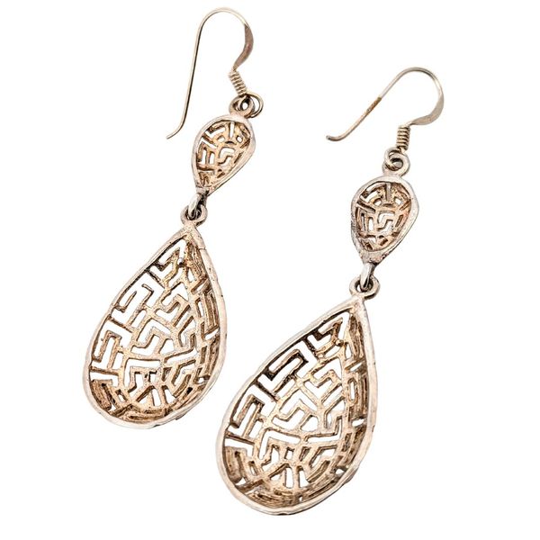 Sterling Silver Greek Key Dangle Earrings Image 3 Vandenbergs Fine Jewellery Winnipeg, MB