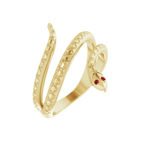 14K Gold Garnet Snake Ring Image 2 Vandenbergs Fine Jewellery Winnipeg, MB