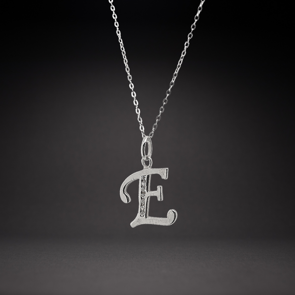 Sterling Silver CZ Letter E Necklace Image 2 Vandenbergs Fine Jewellery Winnipeg, MB