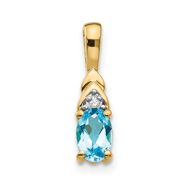 14K Gold Blue Topaz & Diamond Pendant Image 2 Vandenbergs Fine Jewellery Winnipeg, MB