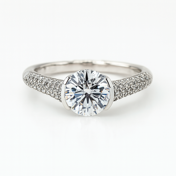 14K White Gold Diamond & CZ Ring 100-00116 WG - Clearance
