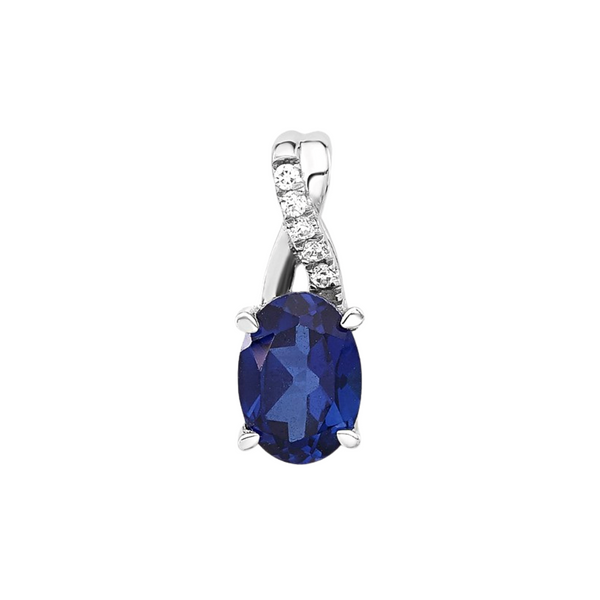Oval Created Sapphire & Diamond Pendant Vandenbergs Fine Jewellery Winnipeg, MB