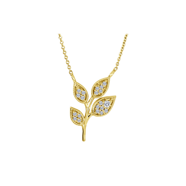 10K Yellow Gold Diamond Leaf Necklace Vandenbergs Fine Jewellery Winnipeg, MB