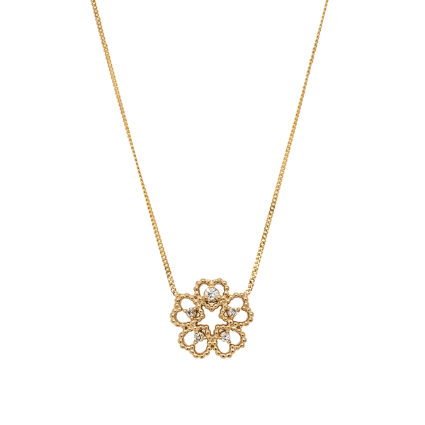 10K Gold Diamond Flower Necklace Image 2 Vandenbergs Fine Jewellery Winnipeg, MB