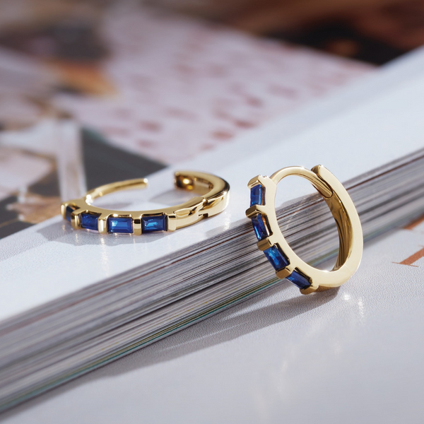 14K Gold Genuine Blue Sapphire Huggies Vandenbergs Fine Jewellery Winnipeg, MB