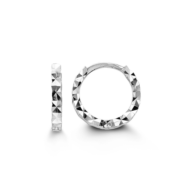 10K White Gold Diamond Cut Mini Hoops Vandenbergs Fine Jewellery Winnipeg, MB