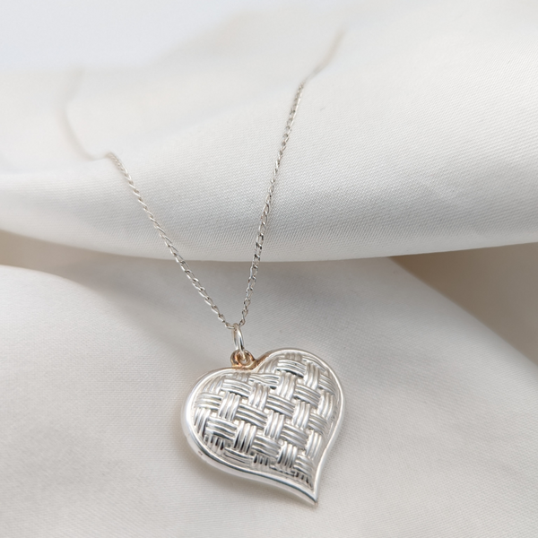 Woven Puffed Heart Necklace Image 2 Vandenbergs Fine Jewellery Winnipeg, MB