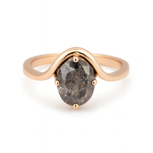 14K Yellow Gold Oval Salt & Pepper Diamond Ring Vandenbergs Fine Jewellery Winnipeg, MB