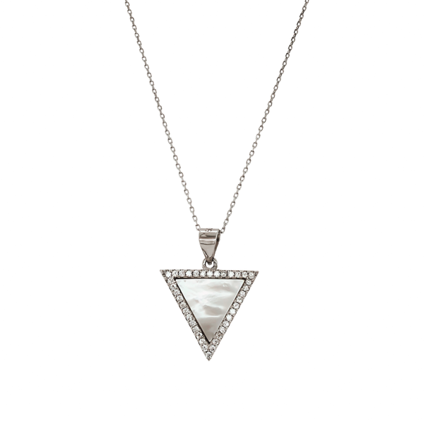 Mother of Pearl CZ Triangle Necklace Vandenbergs Fine Jewellery Winnipeg, MB