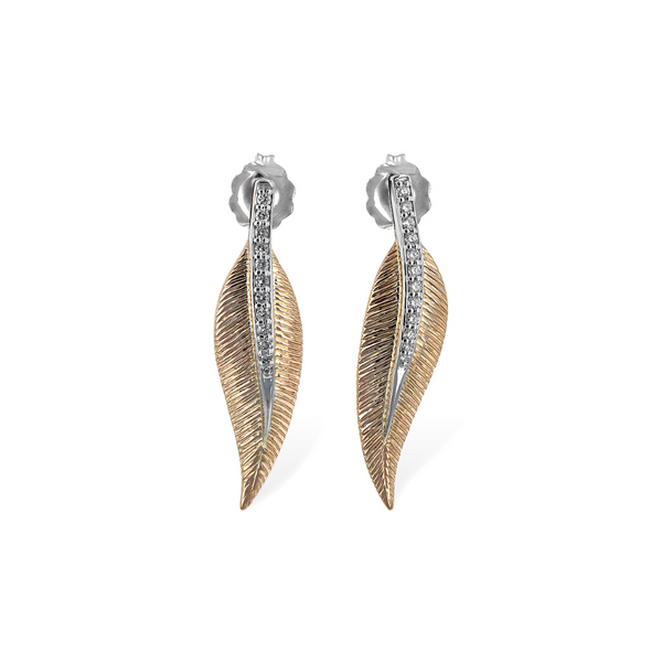 14K 2-Tone Diamond Leaf Earrings Vandenbergs Fine Jewellery Winnipeg, MB