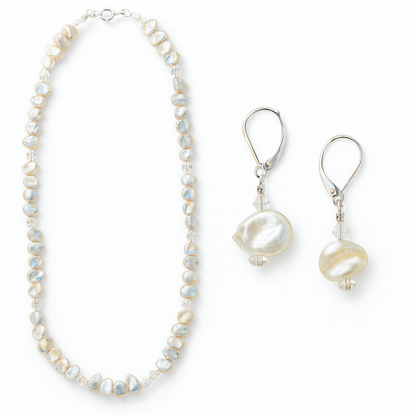 Baroque Pearl & Crystal Necklace and Earrings Set Vandenbergs Fine Jewellery Winnipeg, MB