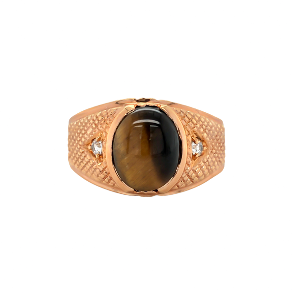 CZ & Tiger's Eye Textured Ring Vandenbergs Fine Jewellery Winnipeg, MB