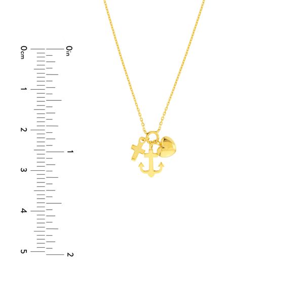 Love, Hope, and Faith Charm 14k Gold Necklace Image 3 Venus Jewelers Somerset, NJ