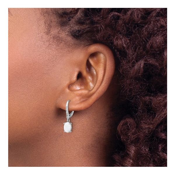 Sterling Silver Created Opal and CZ Dangle Earrings Image 2 Venus Jewelers Somerset, NJ