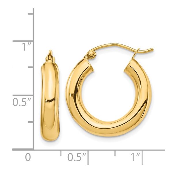  14k High Polished Classic Hoop Earrings Image 3 Venus Jewelers Somerset, NJ