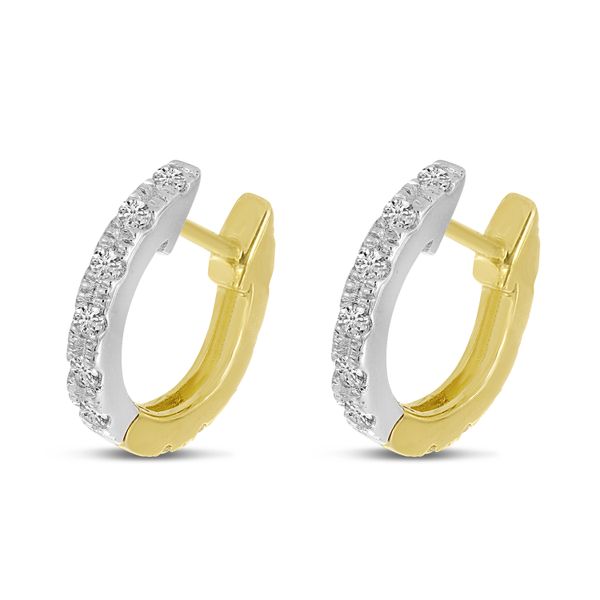 1/4ctw Reversible 14K Yellow Gold & White Gold Diamond Huggie Earrings Image 2 Venus Jewelers Somerset, NJ