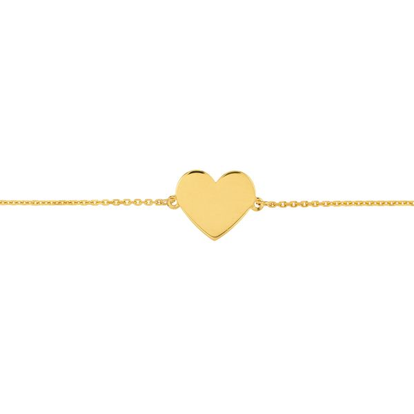 14k Gold Engravable Simple Heart Bracelet Image 5 Venus Jewelers Somerset, NJ