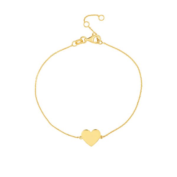 14k Gold Engravable Simple Heart Bracelet Venus Jewelers Somerset, NJ