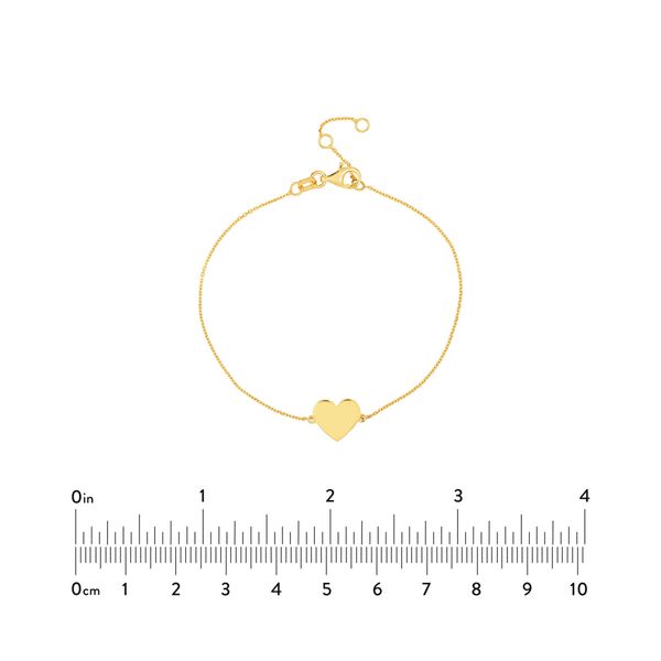 14k Gold Engravable Simple Heart Bracelet Image 2 Venus Jewelers Somerset, NJ
