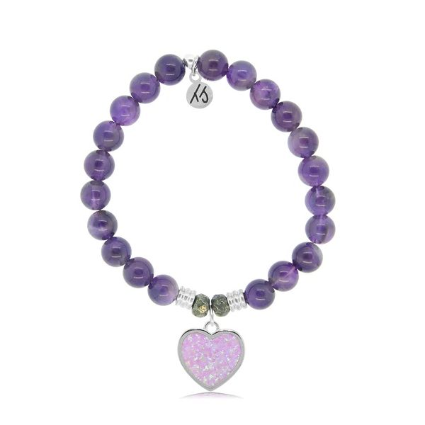 T Jazelle Pink Opal Heart Amethyst Bracelet Venus Jewelers Somerset, NJ